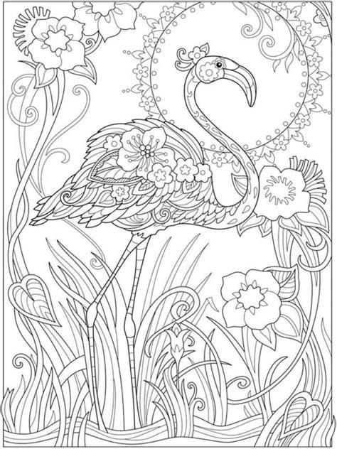 Coloriage Flamant rose anti stress dessin gratuit à imprimer