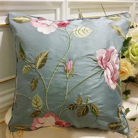 Buy 2016 Deluxe Silk Polyester Embroideried Floral Decorative Cushion Cover