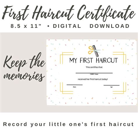 Babys First Haircut Certificate Etsy