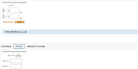 Solved Find Both First Partial Derivatives Z Exyxz Yz Chegg