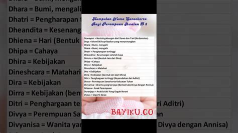 Kumpulan Nama Bayi Perempuan Sansekerta Jawa Lengkap Terbaik Dan