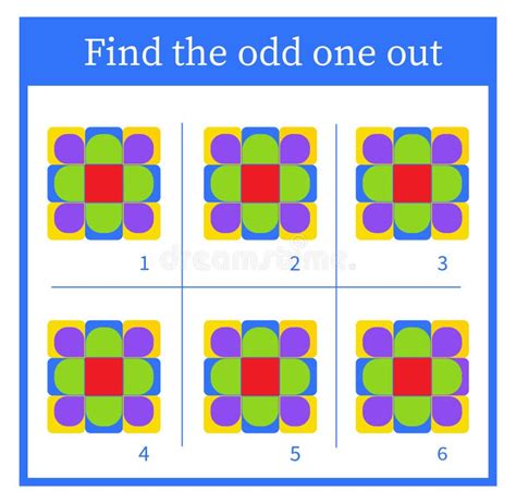 Find The Odd One Out Logic Puzzle For Children Stock Vector