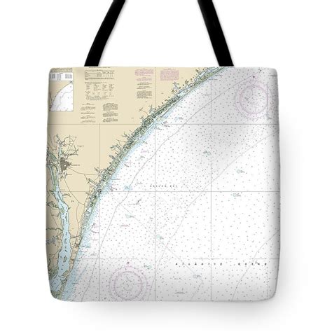 Nautical Chart 11539 New River Inlet Cape Fear Tote Bag Seakoast