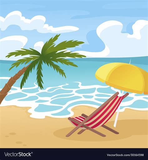 Cartoon color landscape scene sea shore concept Vector Image