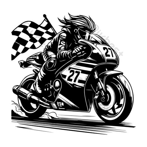 Racing Moto Black And White Illustration High Quality Art Png Images