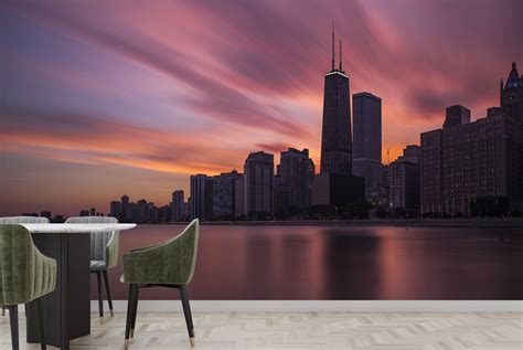 Chicago City Skyline Wall Mural Wallpaper