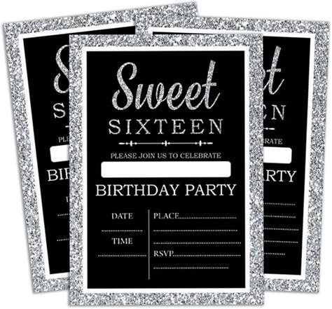 Darling Souvenir Black Birthday Invitation Card Printable Elegant