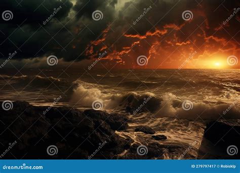 Storm Background with Sky, Clouds and Lightning Stock Illustration ...