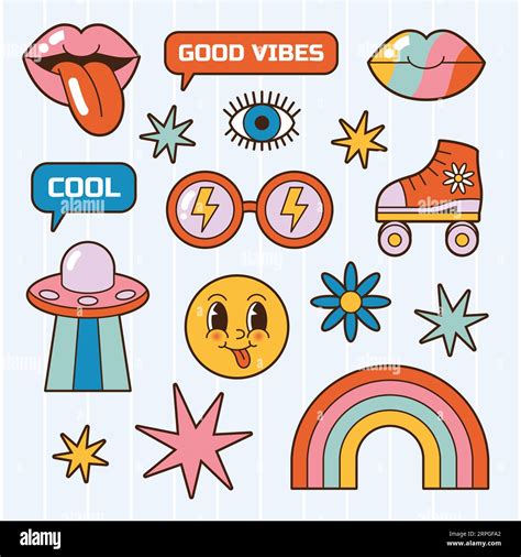 Set of hippie retro symbols or badges Royalty Free Vector Stock Vector Image & Art - Alamy