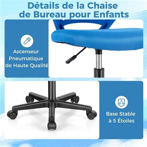 Bebeboutik COSTWAY Chaise De Bureau Ergonomique En Maille Hauteur Du