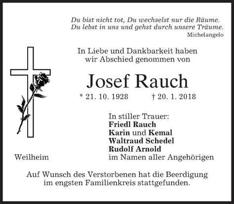 Traueranzeigen Von Josef Rauch Trauer Merkur De