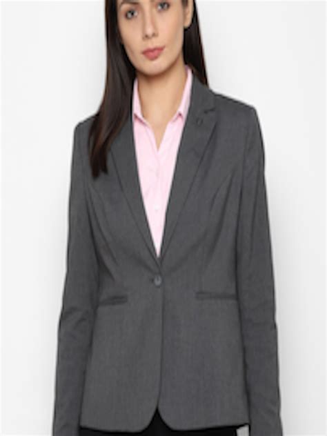 Buy Allen Solly Woman Women Grey Solid Single Breasted Blazer Blazers For Women 16833504 Myntra