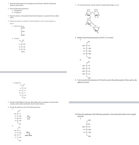 Solved 1 Draw The Fischer Projections For D Galactose And D Fructose Course Hero