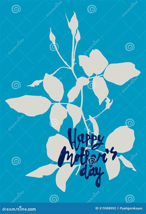 Happy Mothers Day Greeting Design Elegant Flower Hand Lettering Stock