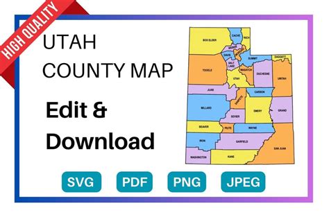 Utah County Map Editable And Printable State County Maps