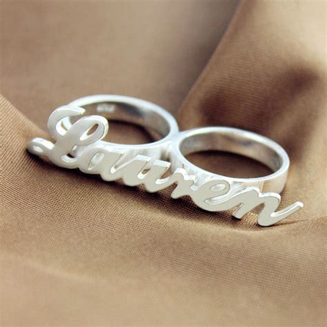 Personalized Allegro Two Finger Name Ring Sterling Silver