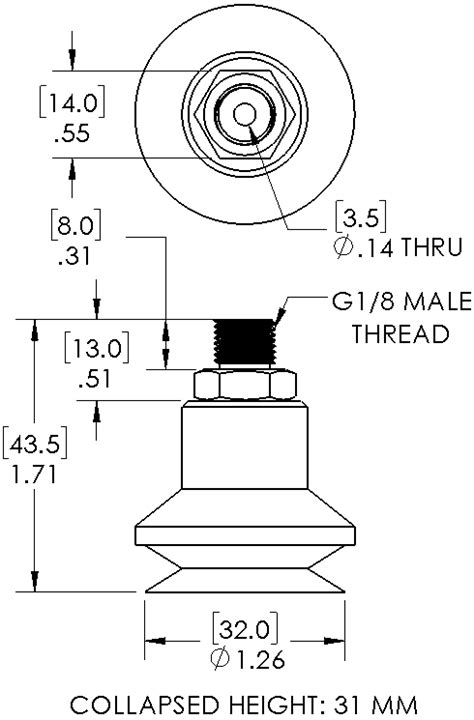 Vacmotion Usa Product Vpbg 30 Sit G18m 30mm Single Bellows Pbg Style Fda Silicone Cup With G1