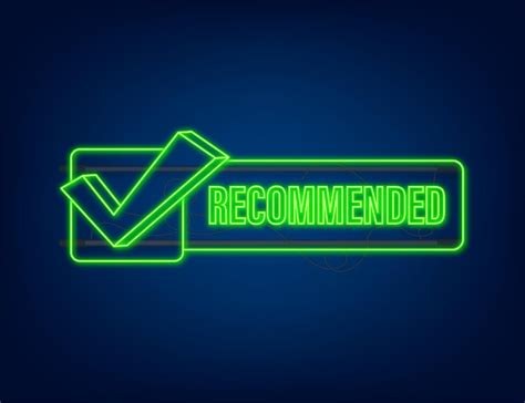 Premium Vector Recommend Icon Neon Label Recommended On Dark Blue