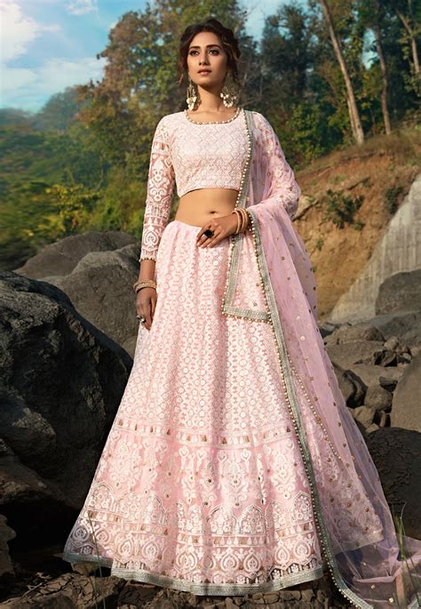 Light Pink Net Circular Lehenga Choli