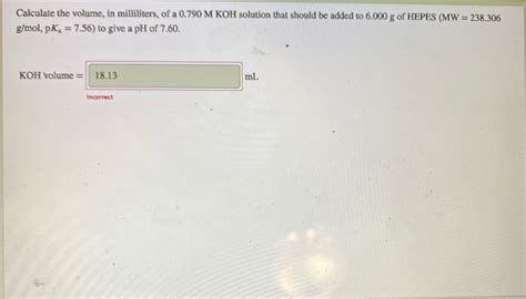 Solved Calculate The Volume In Milliliters Of A M Koh