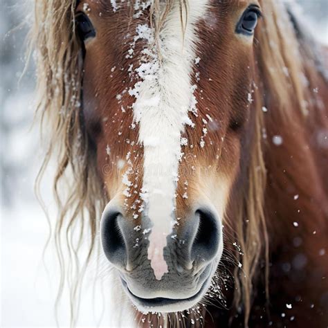 Icelandic Horse Portrait in the Snow, Beautiful Icelandic Horse in ...