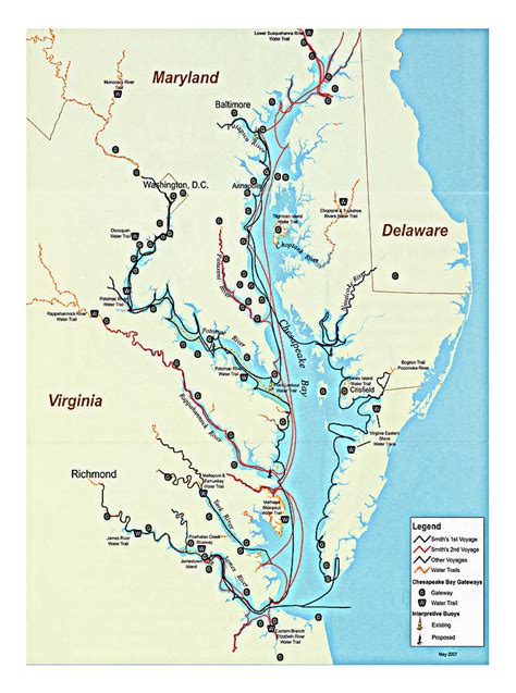 Captain John Smith Chesapeake National Historic Trail Map 2007 Virginia