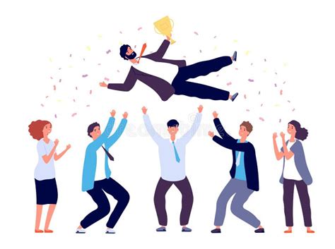 Team Tossing Man In Air Business People Group Celebrating Success