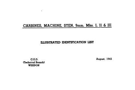 Illustrated Identification List Carbines Mashine Sten Mm Mks I