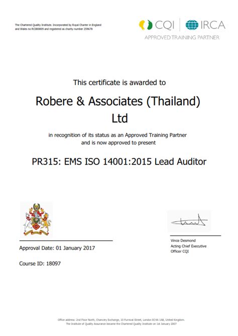 EMS ISO 14001 2015 Lead Auditor Training Course CQI IRCA ID 18097 5