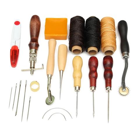 Pcs Set Leather Craft Punch Tools Kit Wood Handle Leather Craft Tool