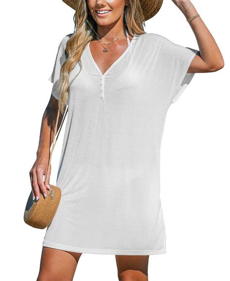 Cupshe Women S V Neck Button Pocket Cover Up Dress Macy S