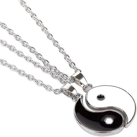 MiaLover Lot de 2 colliers de couple Yin Yang Taichi BFF Chaîne d