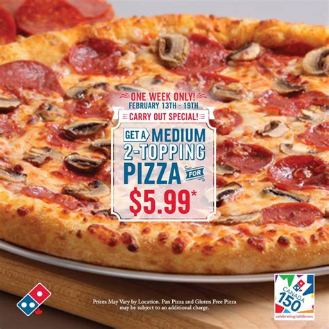 Domino S Carry Out Special 2 Topping Medium Pizza Only 5 99 Exp Feb 19