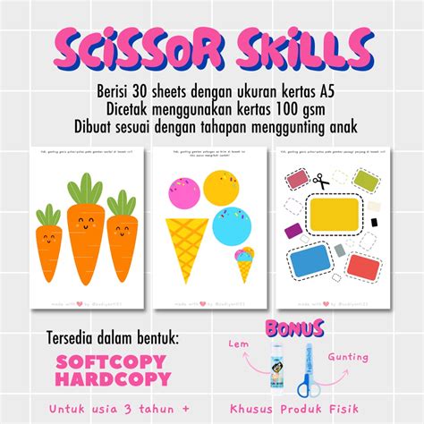 Jual Worksheet Menggunting Dan Menempel Softcopy Scissor Skills