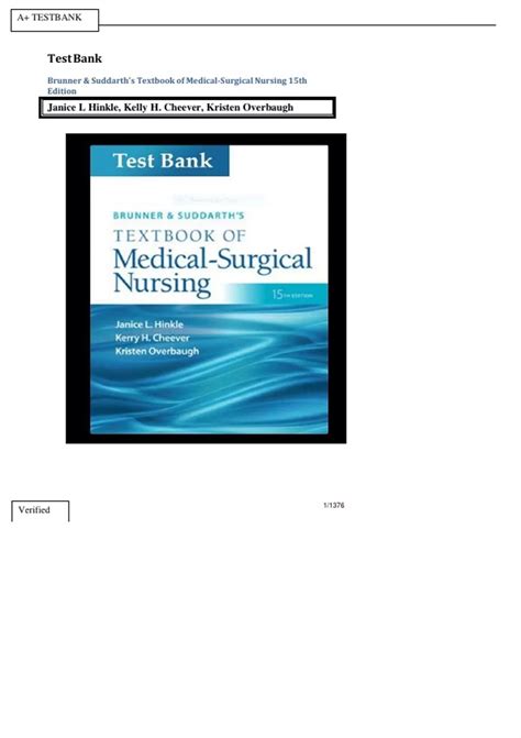 Test Bank For Brunner Suddarth S Textbook Of Medical Surgical Nursing