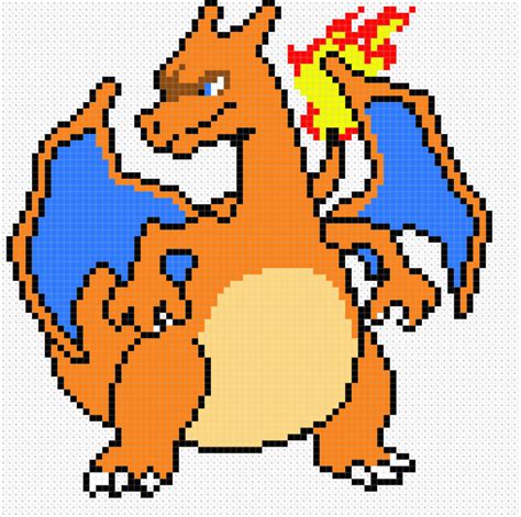 Minecraft Pixel Art Charizard Grid