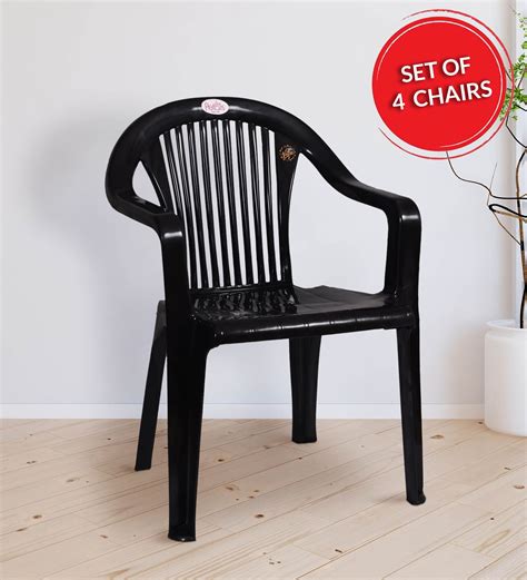 Buy Italino Plastic Chair In Royal Black Colour Set Of At Off By