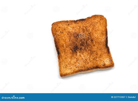 Slice Of Burned Toasted Bread Isolated Burned Toasted Bread On White