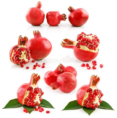 Ripe Pomegranate Fruits With Water Droplets On The Counter With Straw