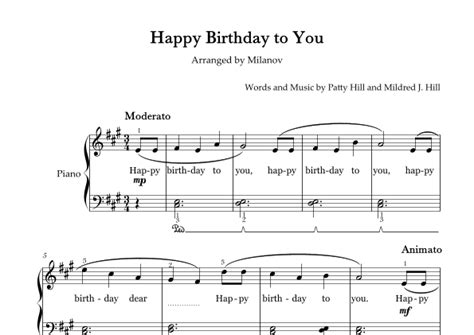 Happy Birthday To You Piano In A Easy Intermediate Fingering Lyrics