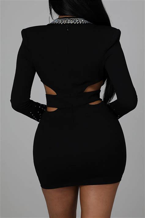 Wholesale White Fashion Sexy Patchwork Hot Drilling Hollowed Out V Neck