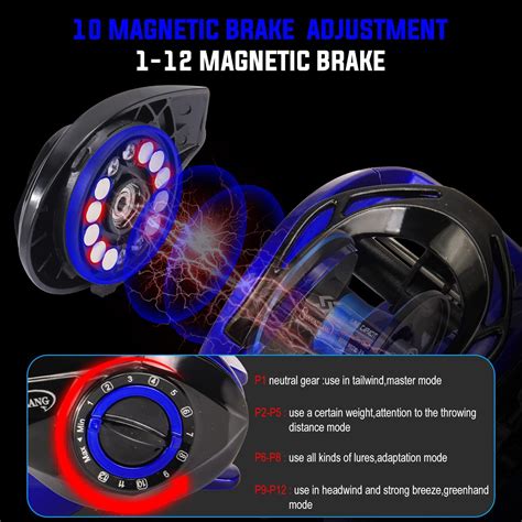 Baitcasting Reel 73:1 Gear Ratio Magnetic Braking System Right-Handed