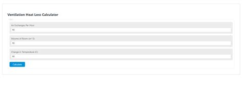 Ventilation Heat Loss Calculator Calculator Academy