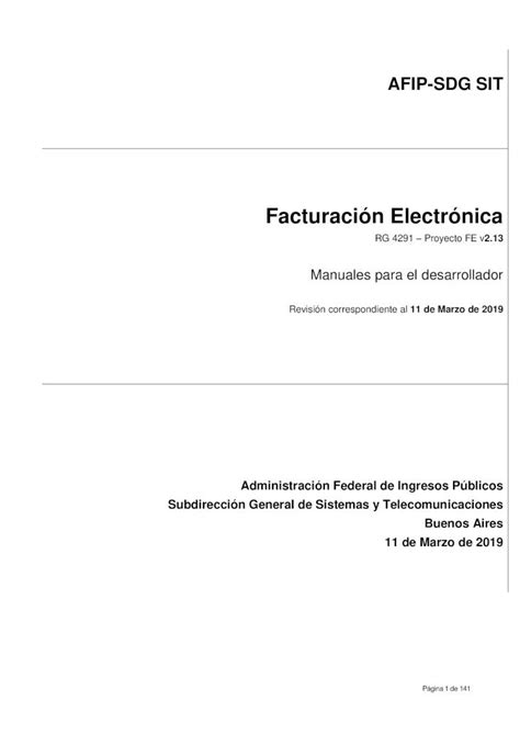 PDF Facturación Electrónica Página 1 de 141 AFIP SDG SIT