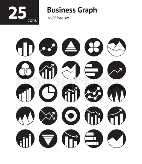 Business Graph Solid Icon Set Vector And Illustration Stock Vector