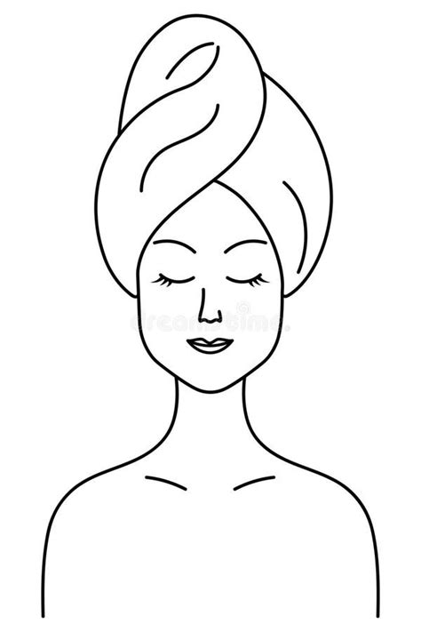 Young Woman in a Turban on Her Head Washed Her Hair and Wrapped a Towel
