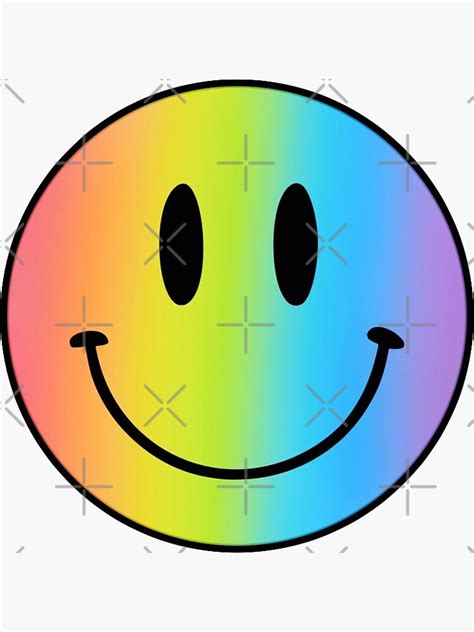 Rainbow Smiley Face Sticker For Sale By Sofiv Redbubble