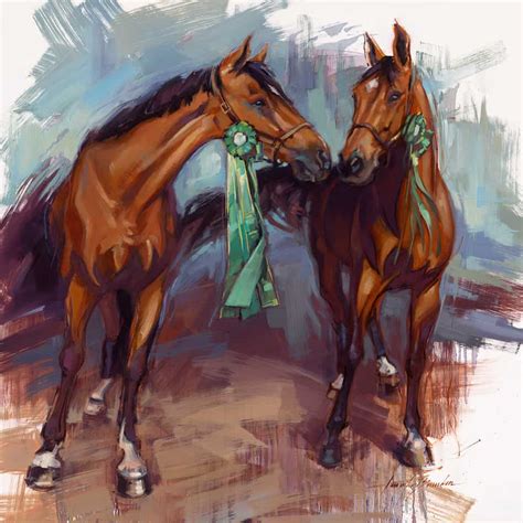 Two Bay Horses Art Print | Jen Brandon Studio