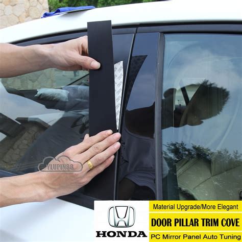 Honda Car Door Pillar Trim Covers Glossy Black Pc Panel Stickers Car Window Pillar Posts Decal