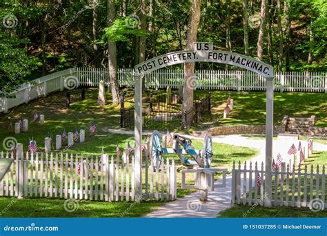 Historic Fort Mackinac Cemetery on Mackinac Island Michigan Editorial ...